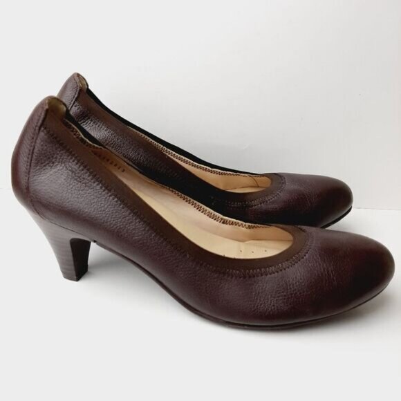 FLEXI Classic Comfort Heel Pumps Genuine Leather Brown Sz 10 - Picture 3 of 12